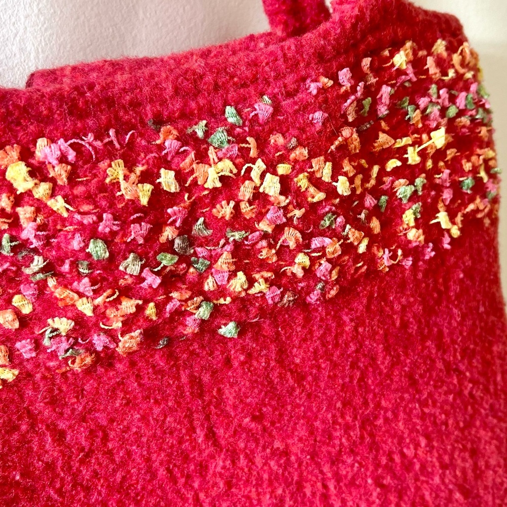 90s-Early 00s Vintage 🌈✨ Handmade Felted Wool Confetti Tote - Picture 2 of 4